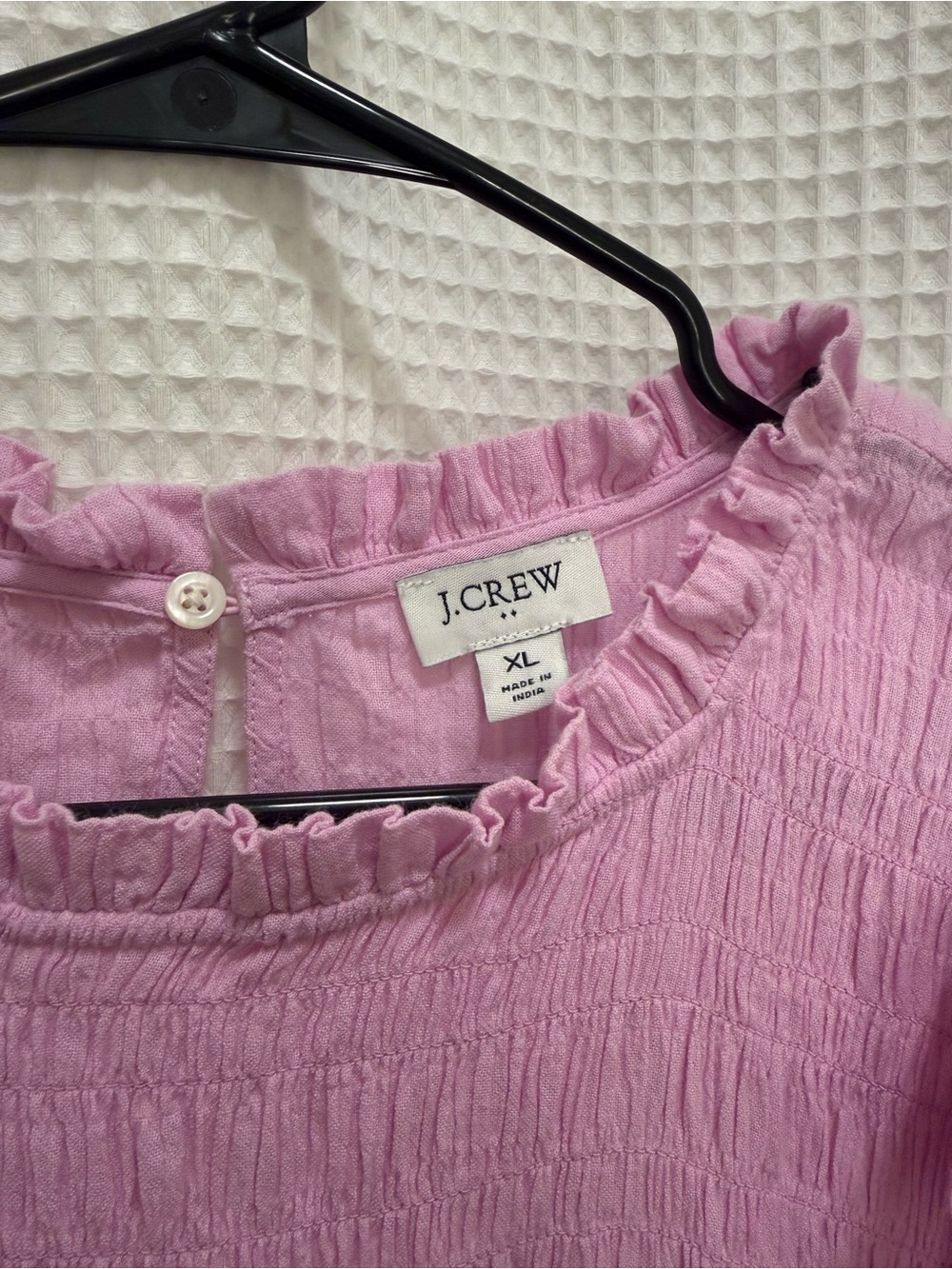 J Crew Light Pink Ruffle-Sleeve Waffle Texture Dress - XL - Picture 2 of 6
